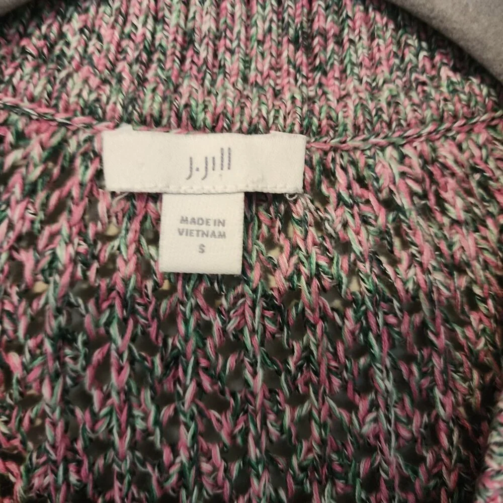 J.Jill button front cardigan sz S women Boho Marled Open Knit